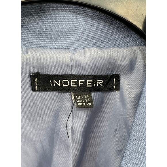 INDEFEIR Women's Blue Single Button Notch Collar Long Sleeve Cropped Top SZ XS - Picture 10 of 11